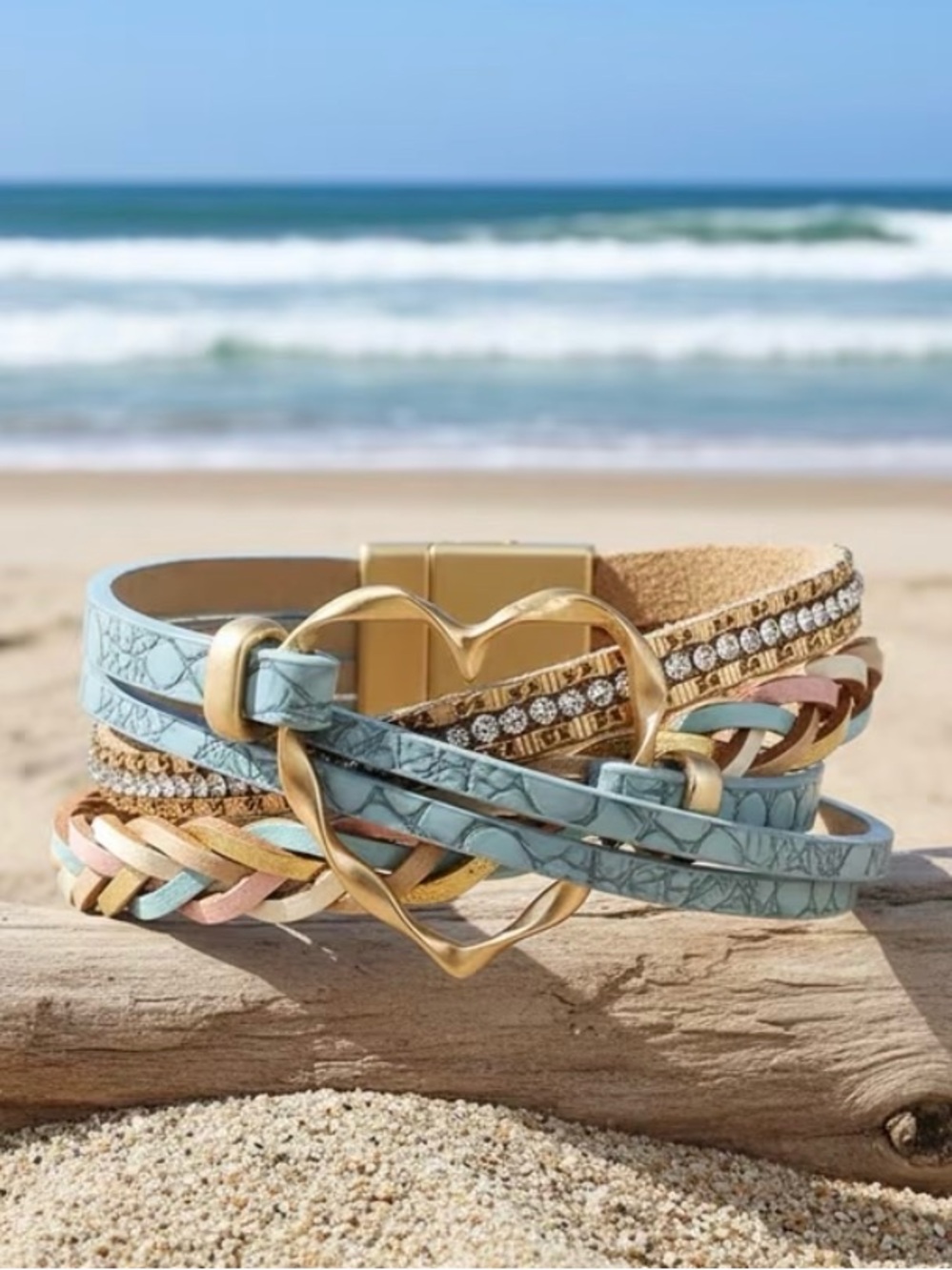 💥3/$15💥 Multi-Strand Pastel Heart Wrap Bracelet with Gold Accent